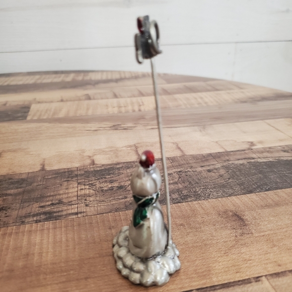 Pewter silver cat kitten place card picture holder Christmas santa cat and fish - Picture 4 of 14